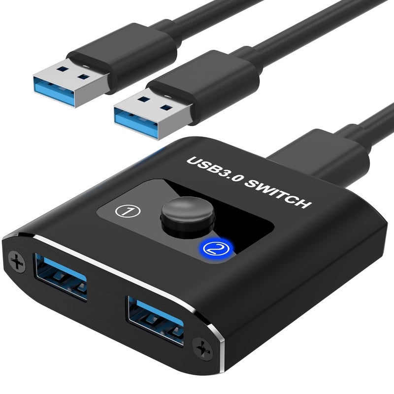 Closs USB Switch, Bi-Directional USB 3.0 Switch 2 in 1 Out/ 1 in 2 Out, USB Switcher 2 Computers Share 1 Devices for Printer, Keyboard, Scanner, Mouse, Compatible with Mac/Win/Linux - Image 1